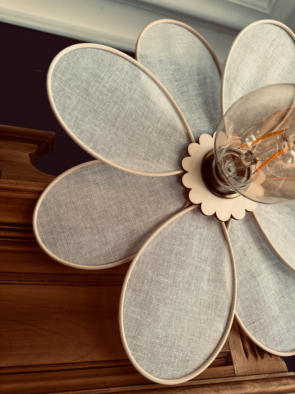 Marguerite – Lampe en voile de coton blanc et rotin | esprit naturel & charme bohème