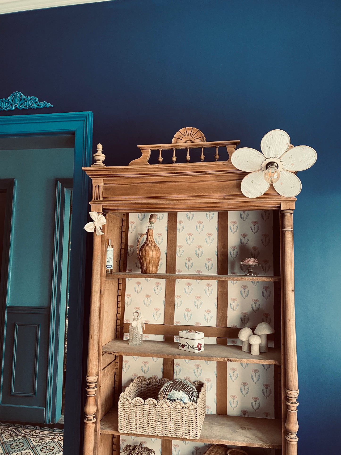 Lampe Anna gaze de coton fleuri