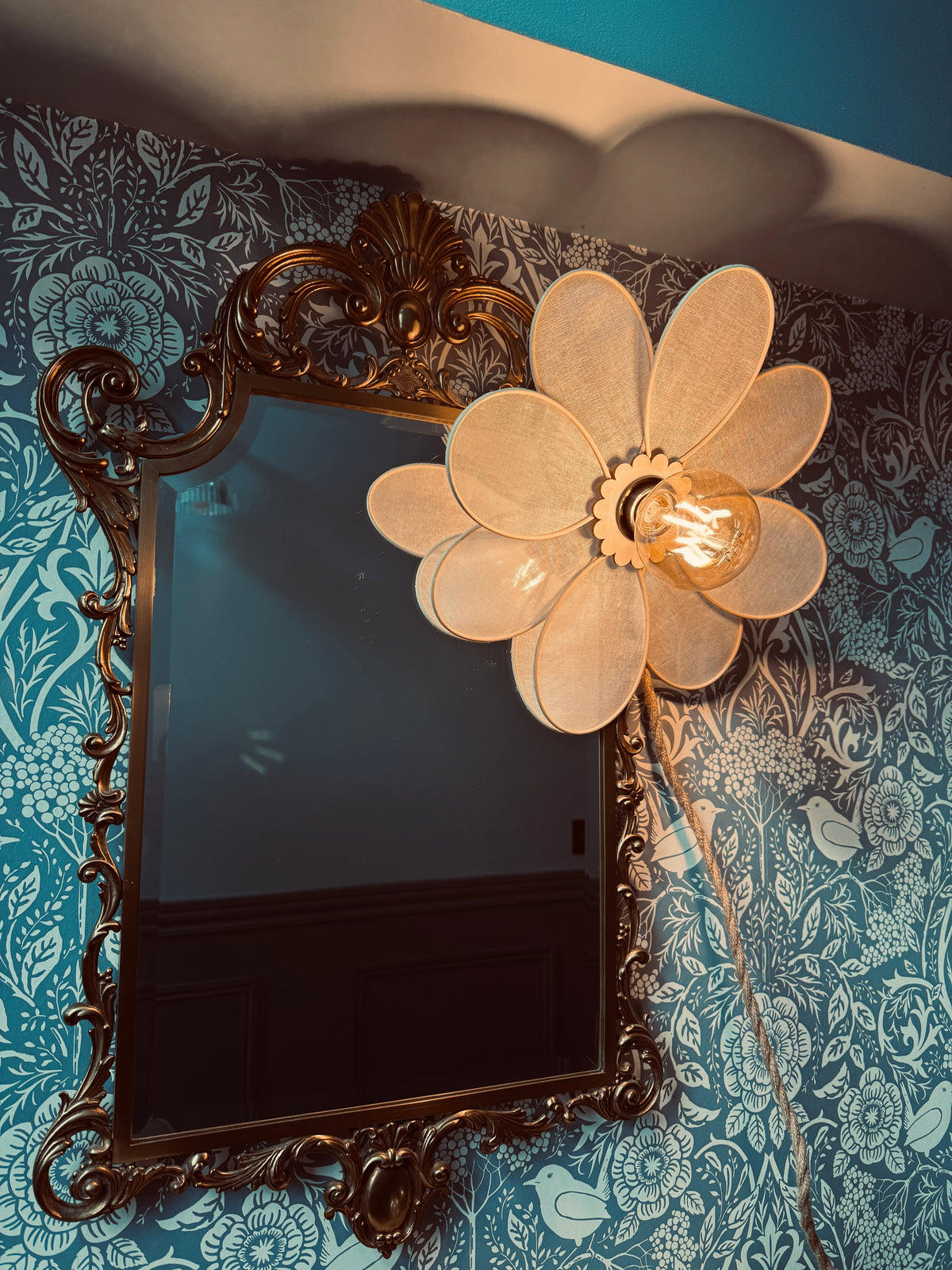 Marguerite – Lampe en voile de coton blanc et rotin | esprit naturel & charme bohème