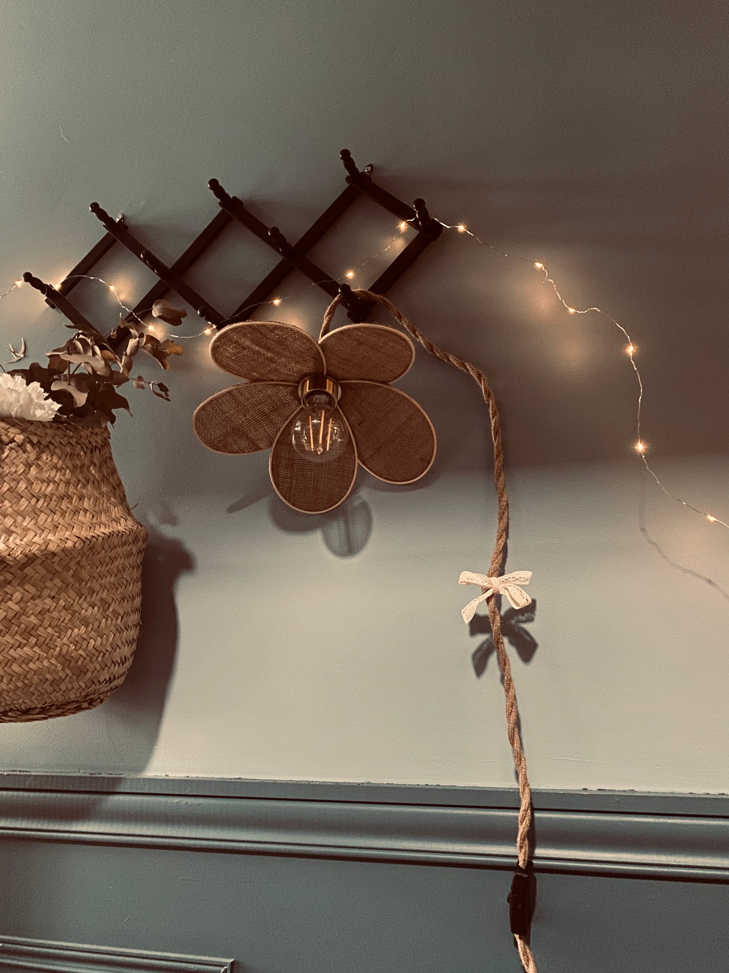 Lampe fleur Anna toile de jute