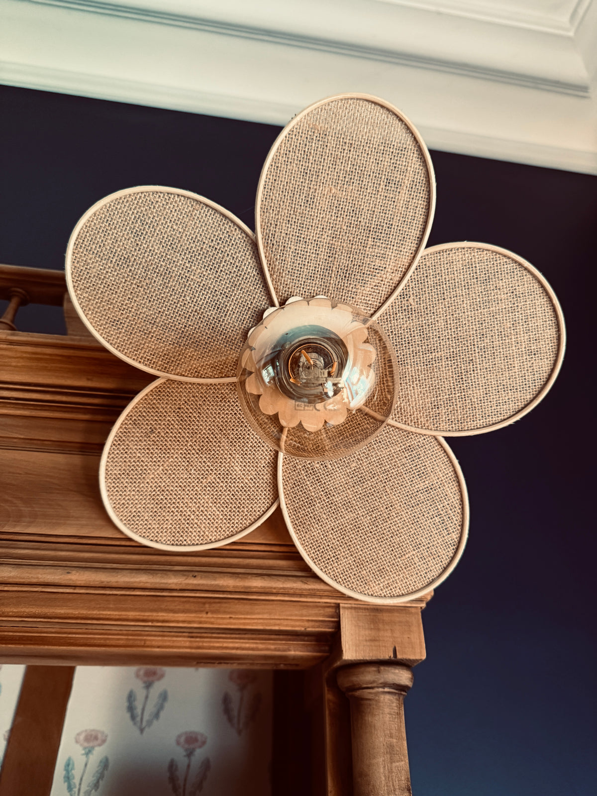 Lampe fleur Anna toile de jute