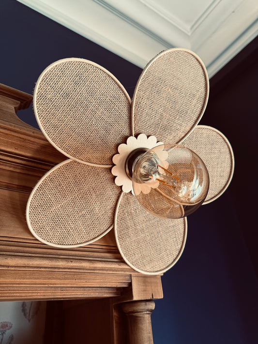 Lampe fleur Anna toile de jute