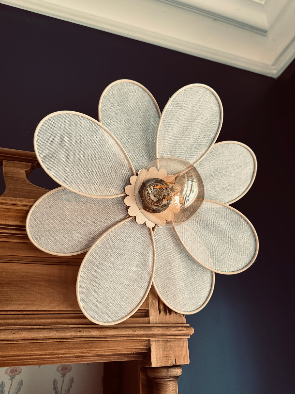 Marguerite – Lampe en voile de coton blanc et rotin | esprit naturel & charme bohème