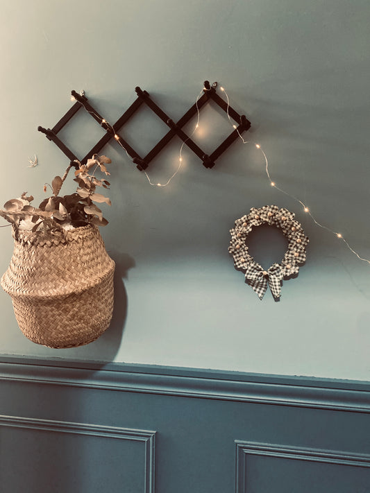 Couronne florale Joséphine vichy verte et broderie anglaise ￼