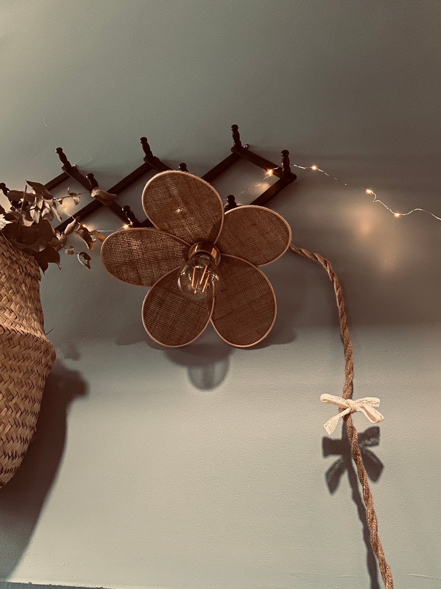 Lampe fleur Anna toile de jute